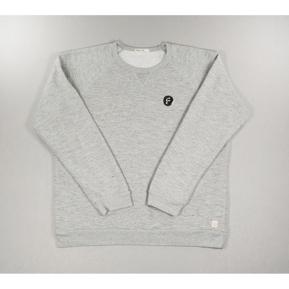 Marine Layer Gray Sherpa Lined Crewneck Sweatshirt Pullover Logo Men's Large